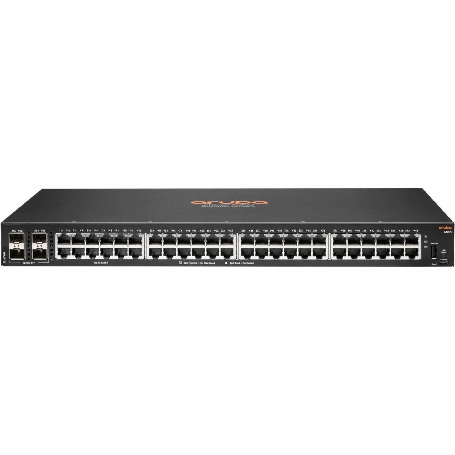 HPE Networking CX 6100 48G 4SFP+ Switch - 48 Ports - Manageable - Gigabit Ethernet, 10 Gigabit Ethernet - 10/100/1000Base-T, 10GBase-X - 2 Layer Supported - Modular - 44.20 W Power Consumption - Twisted Pair, Optical Fiber - 1U - Rack-mountable, Wall Mountable - Lifetime Limited Warranty