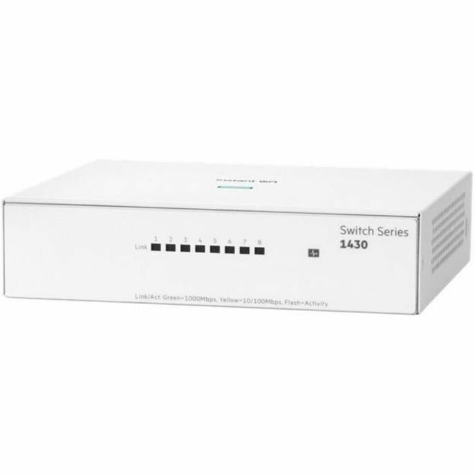 HPE Networking Instant On Switch 8p Gigabit 1430 - 8 Ports - Gigabit Ethernet - 10/100/1000Base-T - 2 Layer Supported - Twisted Pair - Table Top, Wall Mountable, Surface Mount, Under Table