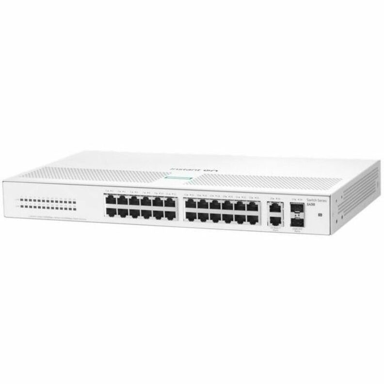HPE Networking Instant On Switch 26p Gigabit 2p SFP 1430 - 26 Ports - Gigabit Ethernet - 10/100/1000Base-T, 1000Base-X - 2 Layer Supported - 2 SFP Slots - Twisted Pair - Table Top, Wall Mountable, Surface Mount, Under Table
