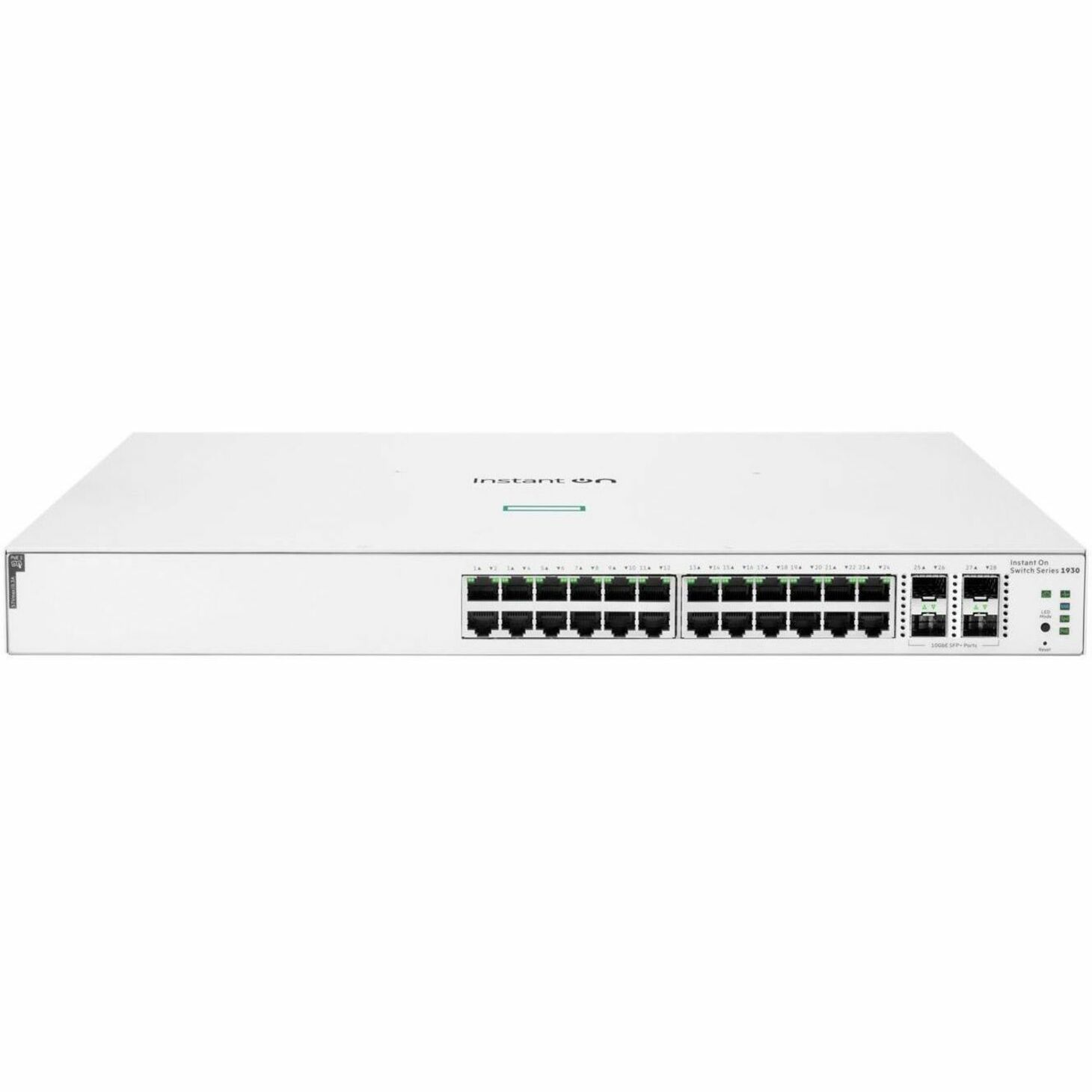 Aruba Networking Instant On Switch 24p Gigabit CL4 PoE 4p SFP+ 370W 1930 - 24 Ports - Manageable - Gigabit Ethernet, 10 Gigabit Ethernet - 10/100/1000Base-T, 10GBase-X - 2 Layer Supported - Modular - 490 W Power Consumption - 370 W PoE Budget - Optical Fiber, Twisted Pair - PoE Ports - 1U - Rack-mountable, Wall Mountable, Table Top, Cabinet Mount, Under Table - Lifetime Limited Warranty