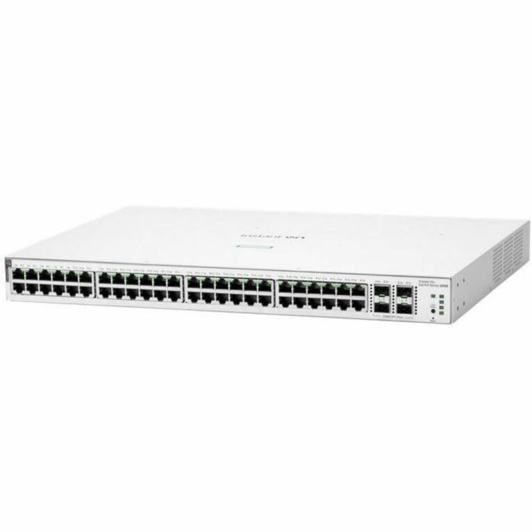 Aruba Instant On 1930 48G Class4 PoE 4SFP/SFP+ 370W Switch - 48 Ports - Manageable - Gigabit Ethernet, 10 Gigabit Ethernet - 10/100/1000Base-T, 10GBase-X - 2 Layer Supported - Modular - 520 W Power Consumption - 370 W PoE Budget - Optical Fiber, Twisted Pair - PoE Ports - 1U - Rack-mountable, Wall Mountable, Table Top, Cabinet Mount, Under Table