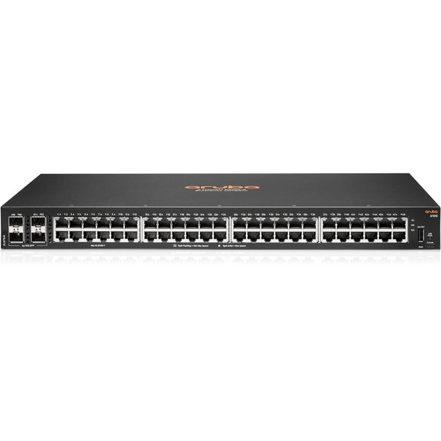 HPE 6100 48G 4SFP+ Switch - 48 Ports - Gigabit Ethernet, 10 Gigabit Ethernet - 10/100/1000Base-T, 10GBase-X - Refurbished - 3 Layer Supported - Modular - 44.20 W Power Consumption - Twisted Pair, Optical Fiber - 1U - Rack-mountable, Wall Mountable