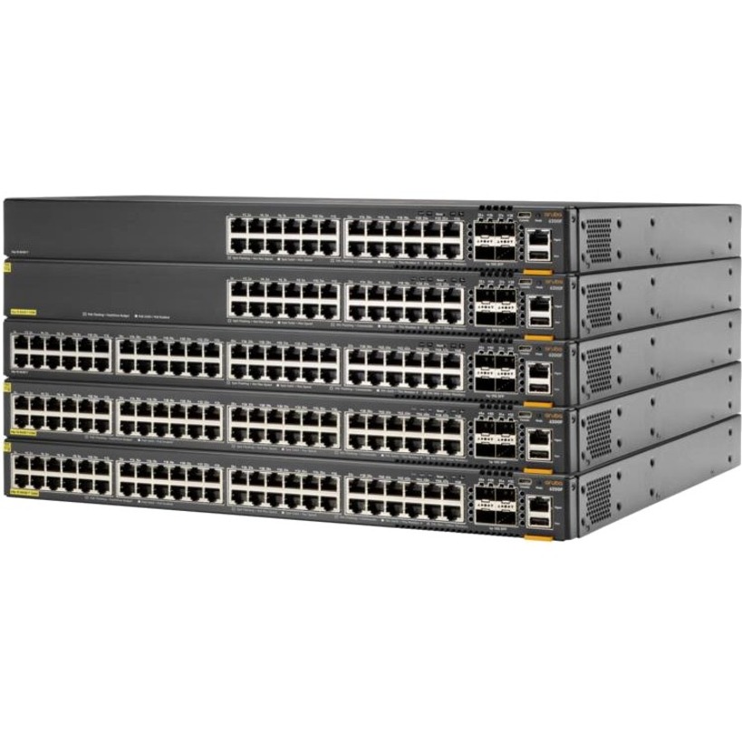 HPE 6200M 36G 12SR5 Class6 PoE 4SFP+ Switch - 48 Ports - Manageable - 10 Gigabit Ethernet, Gigabit Ethernet, 5 Gigabit Ethernet - 10/100/1000Base-T, 10GBase-X, 5GBase-T - 3 Layer Supported - Modular - 60 W Power Consumption - 1440 W PoE Budget - Optical Fiber, Twisted Pair - Rack-mountable, Surface Mount, Cabinet Mount