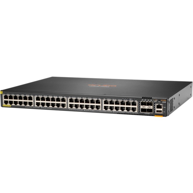 HPE 6200F 48G Class4 PoE 4SFP+ 370W Switch - 48 Ports - Manageable - Gigabit Ethernet, 10 Gigabit Ethernet - 10/100/1000Base-T, 10GBase-X - 3 Layer Supported - Modular - 76 W Power Consumption - 370 W PoE Budget - Twisted Pair, Optical Fiber - PoE Ports - Rack-mountable, Surface Mount, Cabinet Mount - Lifetime Limited Warranty