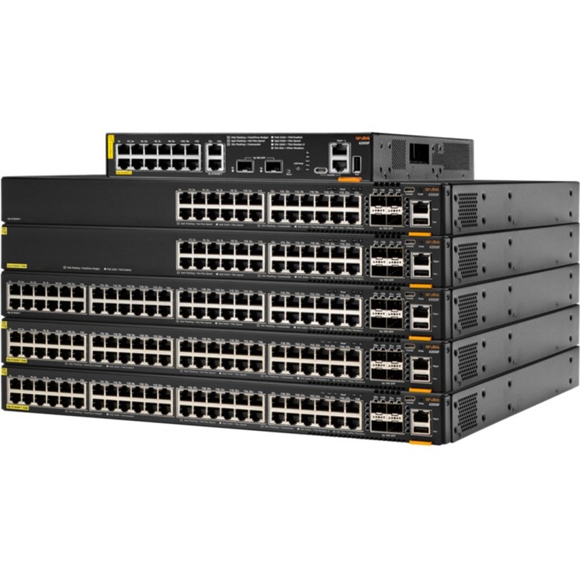 HPE 6200M 36G 12SR5 Class6 PoE 4SFP+ TAA Switch - 48 Ports - Manageable - 10 Gigabit Ethernet, Gigabit Ethernet, 5 Gigabit Ethernet - 10/100/1000Base-T, 10GBase-X, 5GBase-T - 3 Layer Supported - Modular - 60 W Power Consumption - 1440 W PoE Budget - Optical Fiber, Twisted Pair - Rack-mountable, Surface Mount, Cabinet Mount - TAA Compliant