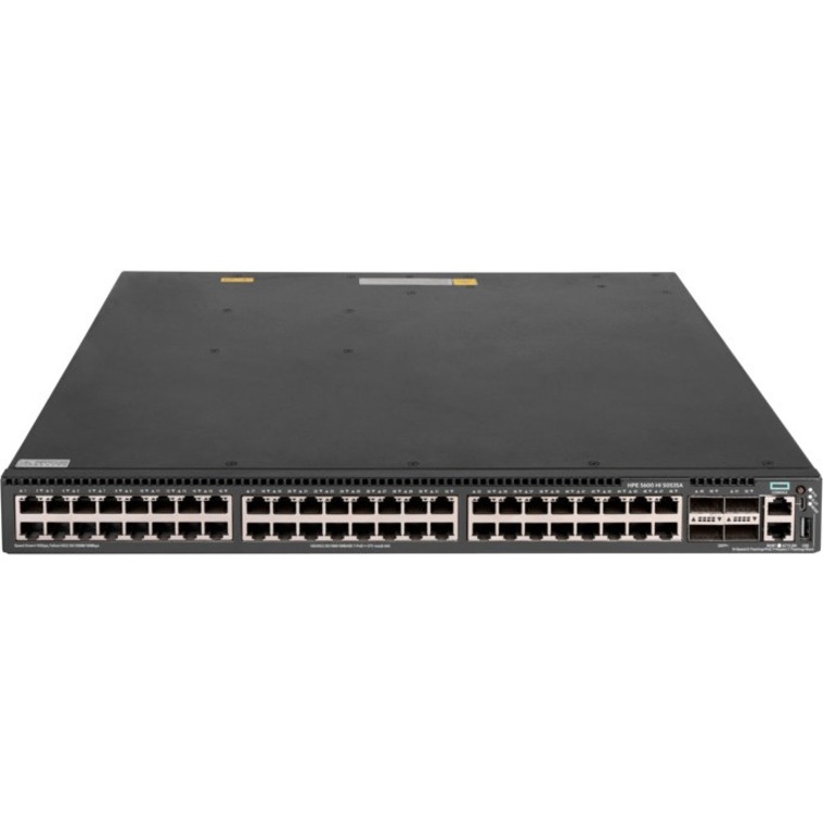 HPE FlexNetwork 5600HI 48P 100M/1G/2.5G/5G/10GBase-T PoE8 4QSFP+ 1 Slot Switch - 48 Ports - Manageable - 10 Gigabit Ethernet - 10GBase-T, 10GBase-X - 3 Layer Supported - Modular - 65.10 W Power Consumption - 90 W PoE Budget - Twisted Pair, Optical Fiber - PoE Ports - 1U - Rack-mountable, Cabinet Mount