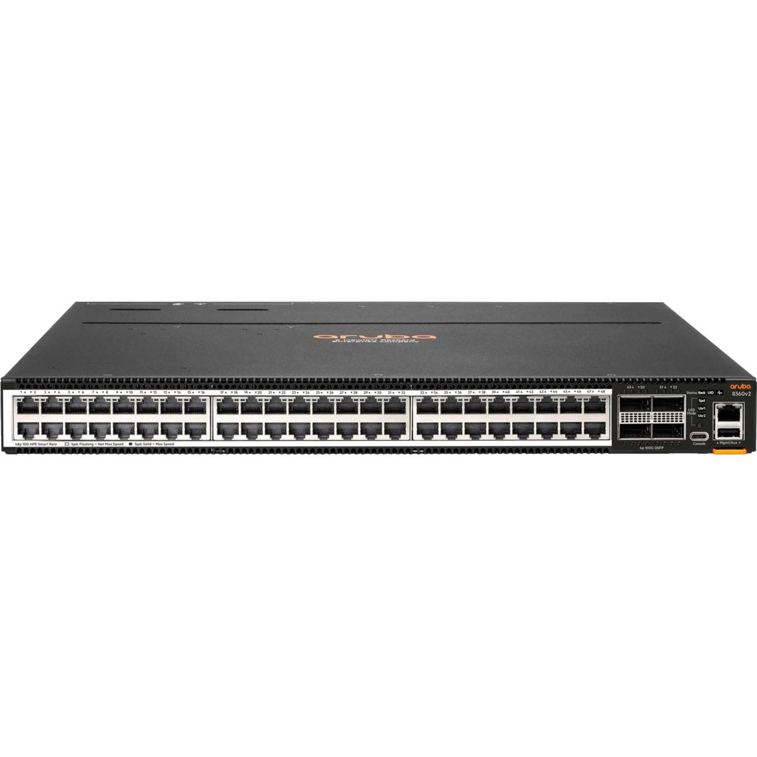 HPE CX 8360v2 8360-48XT4C Ethernet Switch - 48 Ports - Manageable - 10 Gigabit Ethernet, 100 Gigabit Ethernet - 10GBase-T, 100GBase-X - 3 Layer Supported - Modular - 500 W Power Consumption - Optical Fiber, Twisted Pair - 1U - Cabinet Mount, Surface Mount, Rack-mountable - TAA Compliant
