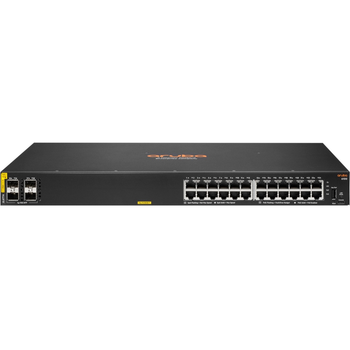 HPE 6100 24G Class4 PoE 4SFP+ 370W Switch - 24 Ports - 3 Layer Supported - Modular - 32.70 W Power Consumption - 370 W PoE Bu