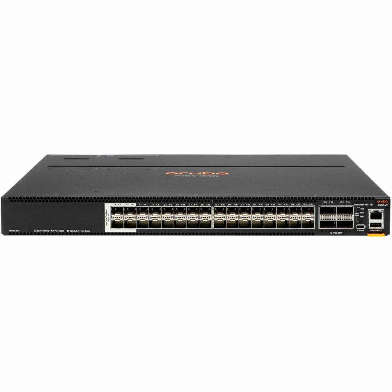 HPE 8360v2- 32Y4C Ethernet Switch - Manageable - 25 Gigabit Ethernet, 100 Gigabit Ethernet - 25GBase-X, 100GBase-X - 3 Layer Supported - Modular - 425 W Power Consumption - Optical Fiber - 1U - Rack-mountable - TAA Compliant