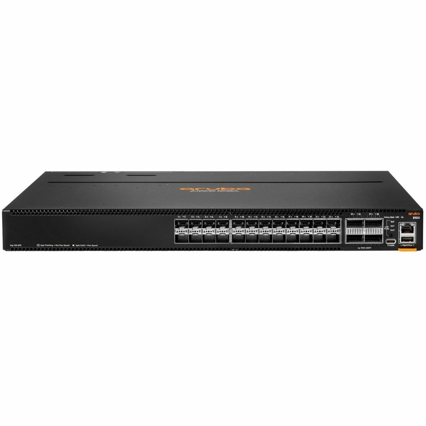 HPE CX 8100 24XF4C Ethernet Switch - Manageable - 10 Gigabit Ethernet, 100 Gigabit Ethernet, 40 Gigabit Ethernet - 10GBase-X, 100GBase-X, 40GBase-X - 3 Layer Supported - Modular - 375 W Power Consumption - Optical Fiber - PoE Ports - Surface Mount, Cabinet Mount, Rack-mountable - Lifetime Limited Warranty