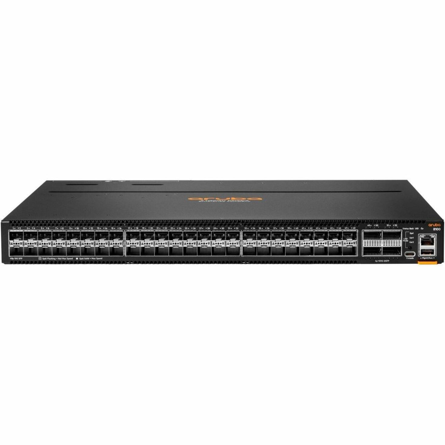 HPE 8100 48XF4C 3 Fans, 2 AC Power Supplies - Manageable - 10 Gigabit Ethernet, 100 Gigabit Ethernet - 10GBase-X, 100GBase-X - 3 Layer Supported - Modular - 450 W Power Consumption - Optical Fiber - Surface Mount, Cabinet Mount, Rack-mountable - Lifetime Limited Warranty - TAA Compliant