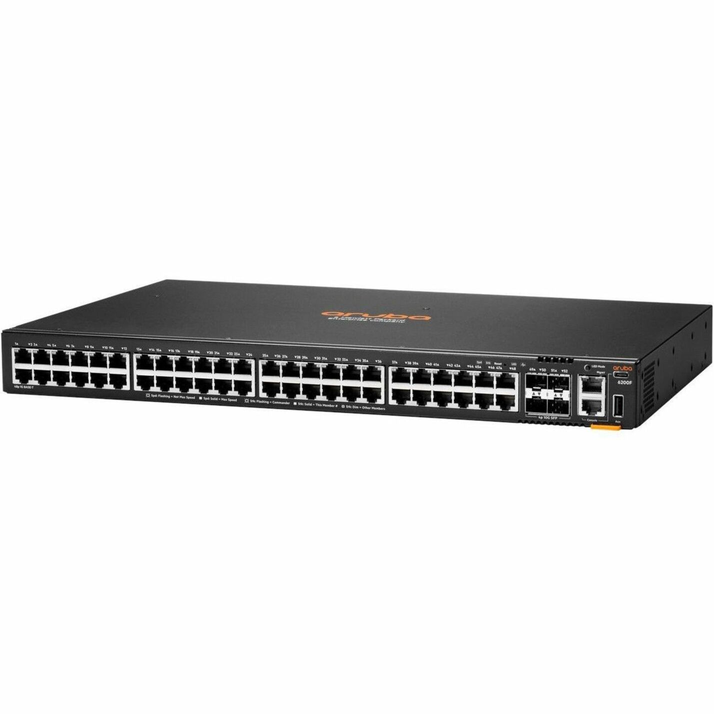 HPE CX 6200F 48G 4SFP+ Switch - 48 Ports - Manageable - Gigabit Ethernet, 10 Gigabit Ethernet - 10/100/1000Base-T, 10GBase-X - 3 Layer Supported - Modular - 4 SFP Slots - 68 W Power Consumption - 370 W PoE Budget - Twisted Pair, Optical Fiber - 1U - Cabinet Mount, Rack-mountable, Surface Mount