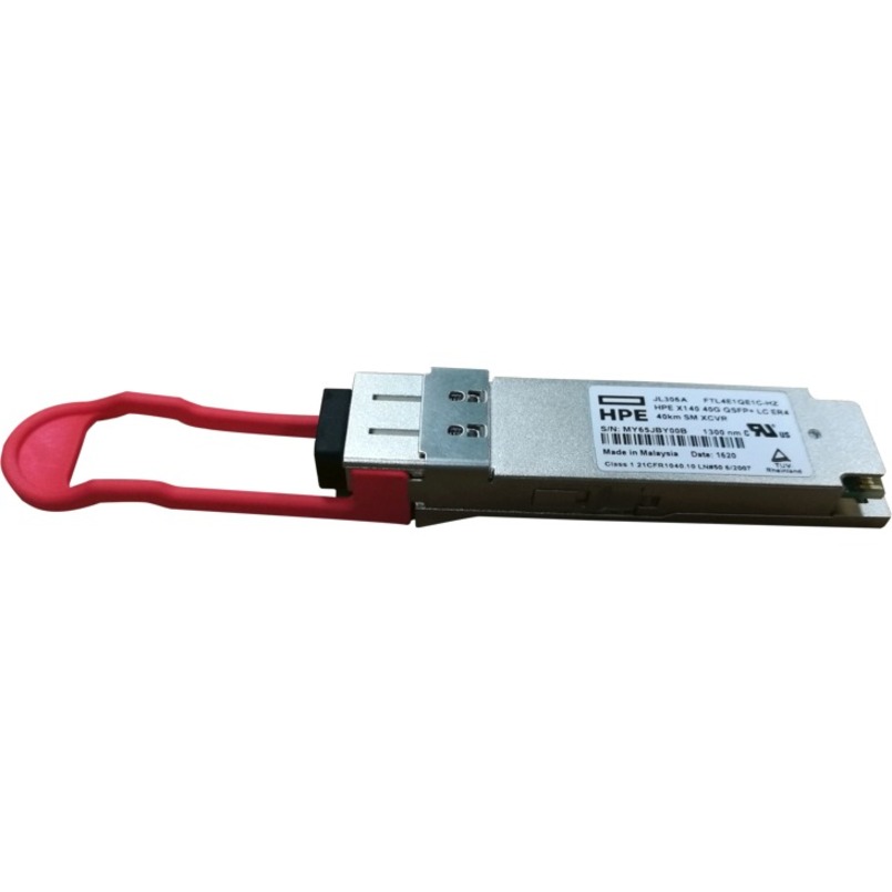 HPE X140 40G QSFP+ LC ER4 40km SM Transceiver - For Optical Network, Data Networking - 1 x LC 40GBase-ER4 Network - Optical Fiber - Single-mode - 40 Gigabit Ethernet - 40GBase-ER4