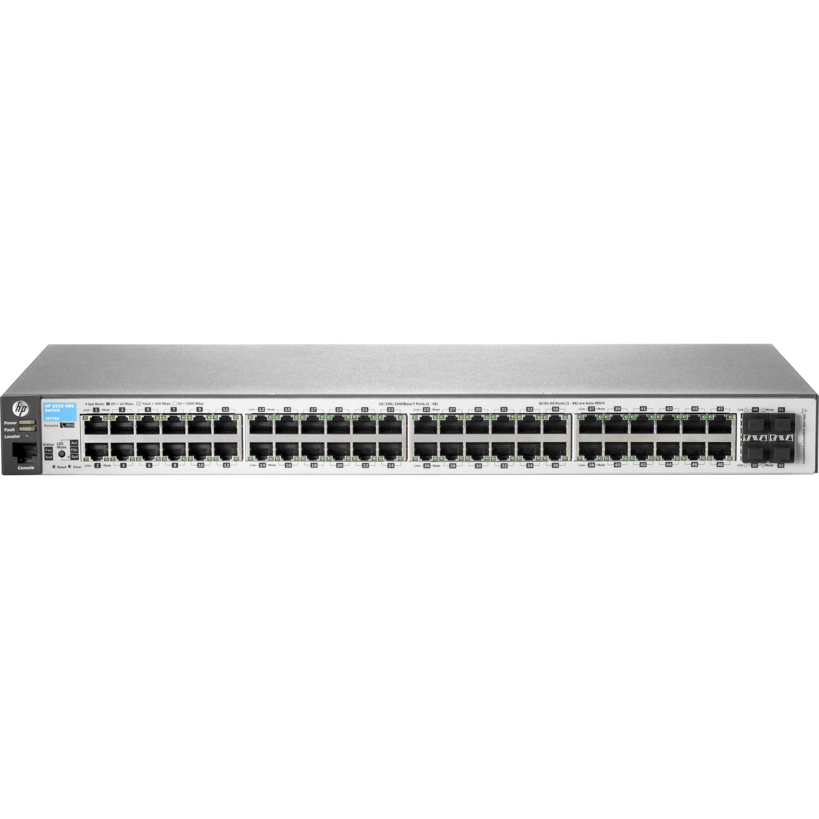 HPE 2530-48G Switch - 48 Ports - Manageable - Gigabit Ethernet - 10/100/1000Base-T - Refurbished - 2 Layer Supported - 4 SFP Slots - Twisted Pair - 1U - Rack-mountable, Wall Mountable, Desktop