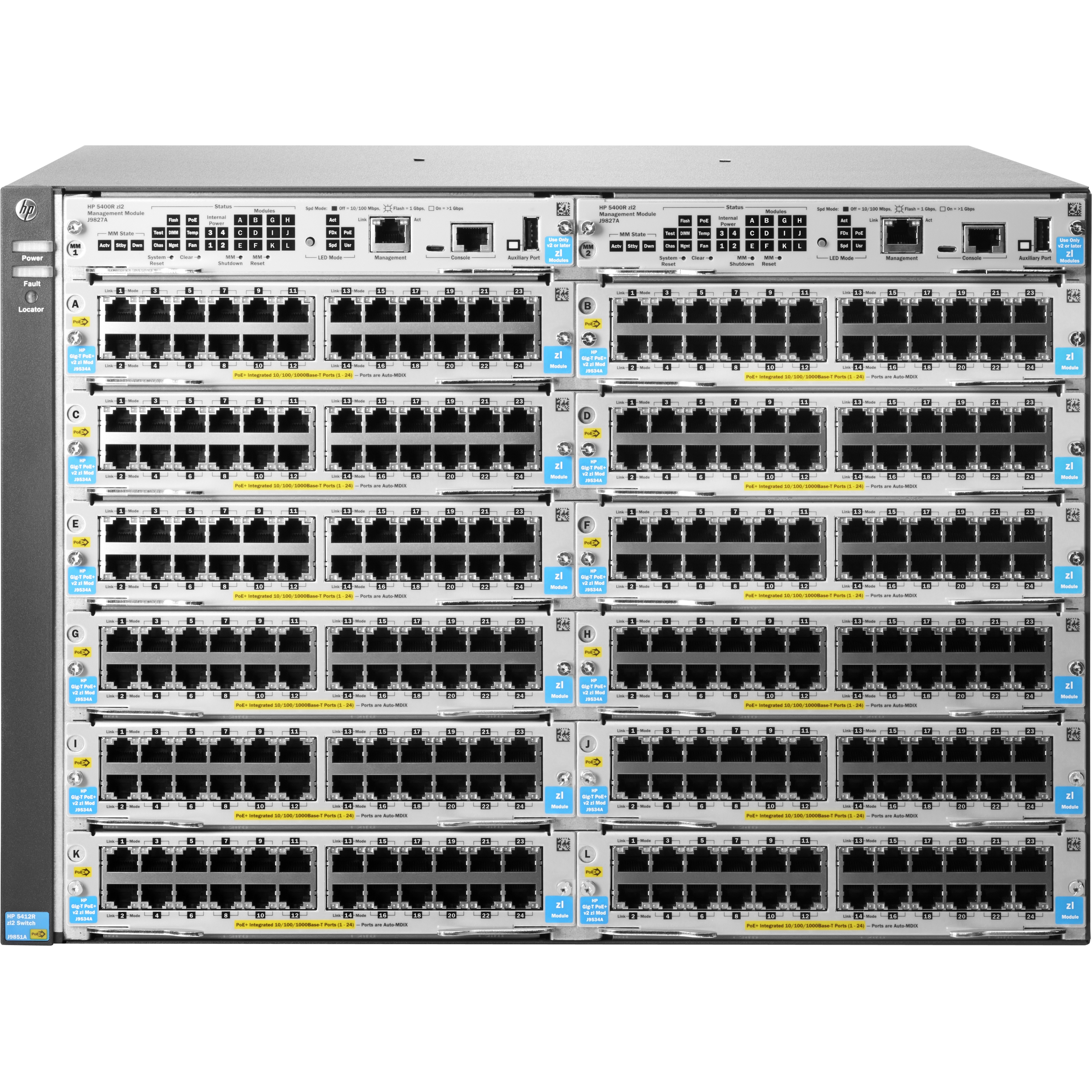 HPE 5412R zl2 Switch - Manageable - Refurbished - 3 Layer Supported - Modular - 7U - Rack-mountable