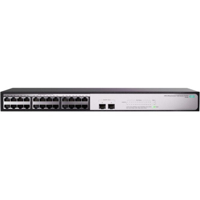 HPE OfficeConnect 1420 24G Switch - 24 Ports - Gigabit Ethernet - 10/100/1000Base-TX - Refurbished - 2 Layer Supported - Twisted Pair - 1U - Rack-mountable, Desktop