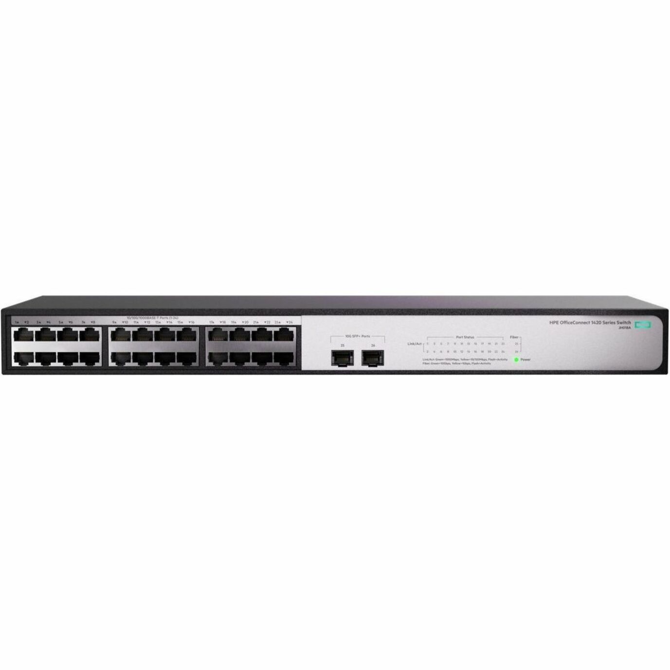 HPE OfficeConnect 1420 24G Switch - 24 Ports - Gigabit Ethernet - 10/100/1000Base-TX - Refurbished - 2 Layer Supported - Twisted Pair - 1U - Rack-mountable, Desktop