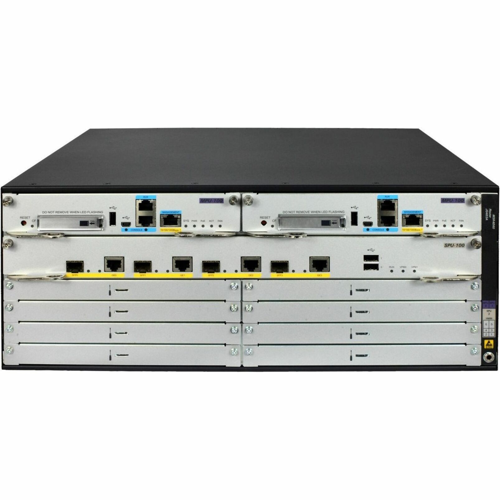 HPE FlexNetwork MSR4060 Router Chassis - Remanufactured - 9 High-performance Multifunction Interface Module (HMIM) Slots, MPU (Main Processing Unit) Slots, SPU (Service Processing Unit) Slots