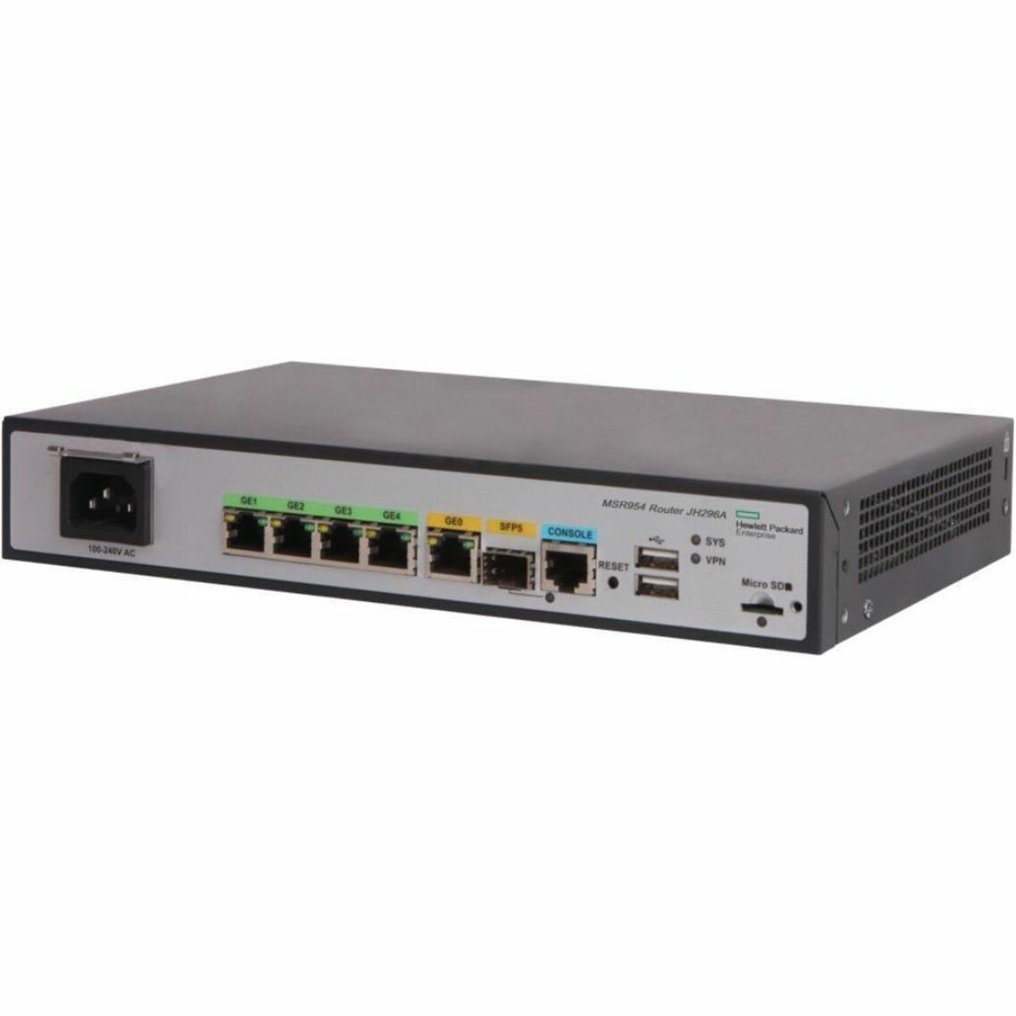 Aruba MSR954 1GbE SFP 2GbE-WAN 4GbE-LAN CWv7 Router - 5 Ports - 4 RJ-45 Port(s) - 1 WAN Port(s) - Management Port - 1 SFP Slots - Gigabit Ethernet - 802.11n - 1 Year