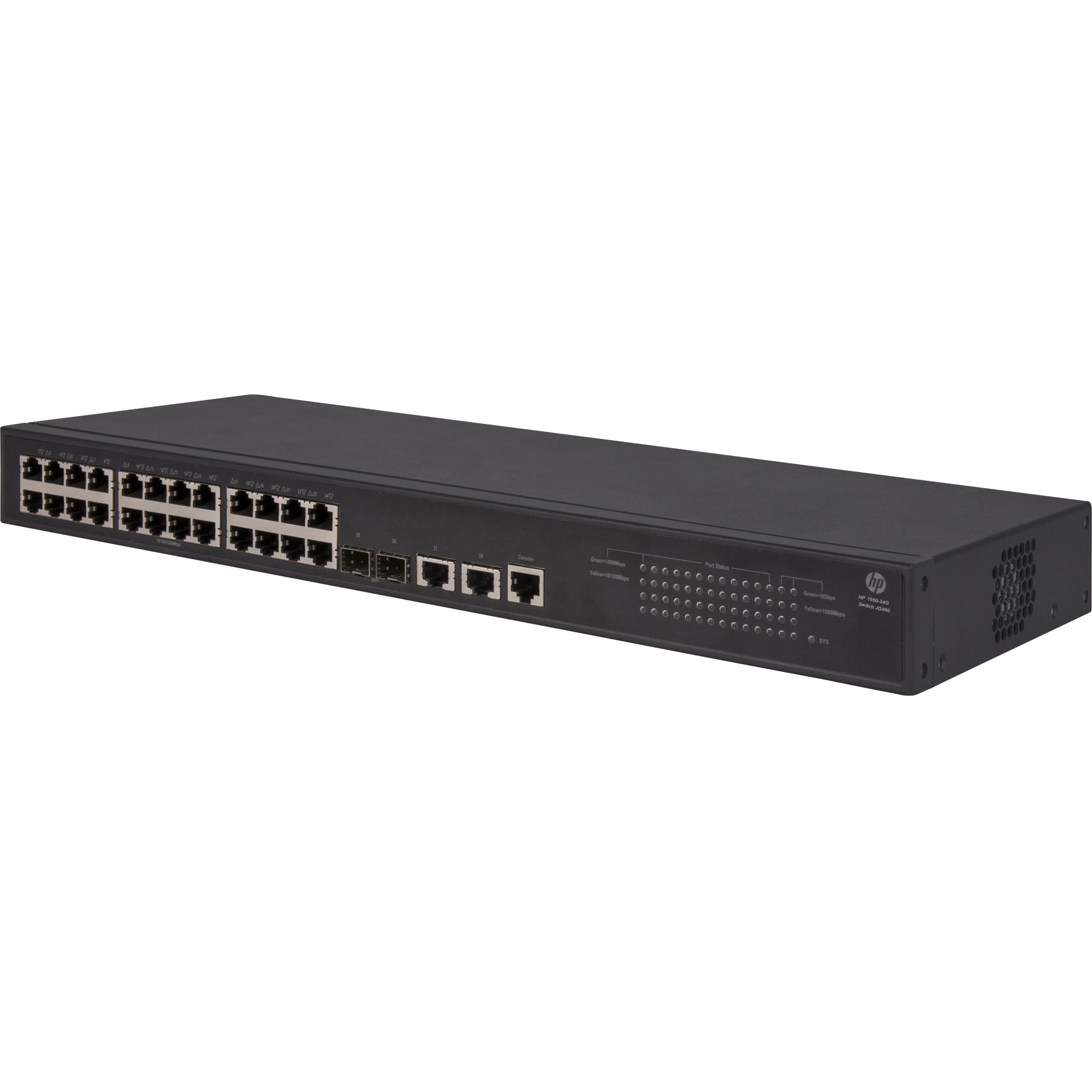 HPE 1950-24G-2SFP+-2XGT Switch - 26 Ports - Manageable - Gigabit Ethernet, 10 Gigabit Ethernet - 10/100Base-TX, 10/100/1000Base-T, 10GBase-T, 10GBase-X - Refurbished - 3 Layer Supported - Twisted Pair, Optical Fiber - 1U - Rack-mountable