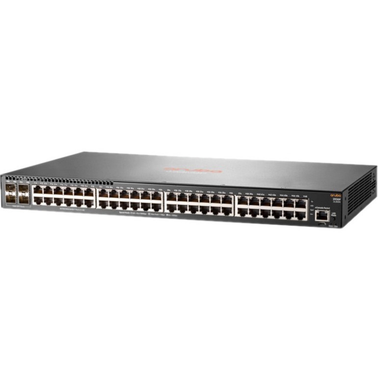 Aruba 2930F 48G 4SFP Switch - 48 Ports - Manageable - Gigabit Ethernet - 1000Base-X, 10/100/1000Base-TX - 3 Layer Supported - Modular - 4 SFP Slots - Twisted Pair, Optical Fiber - 1U - Rack-mountable