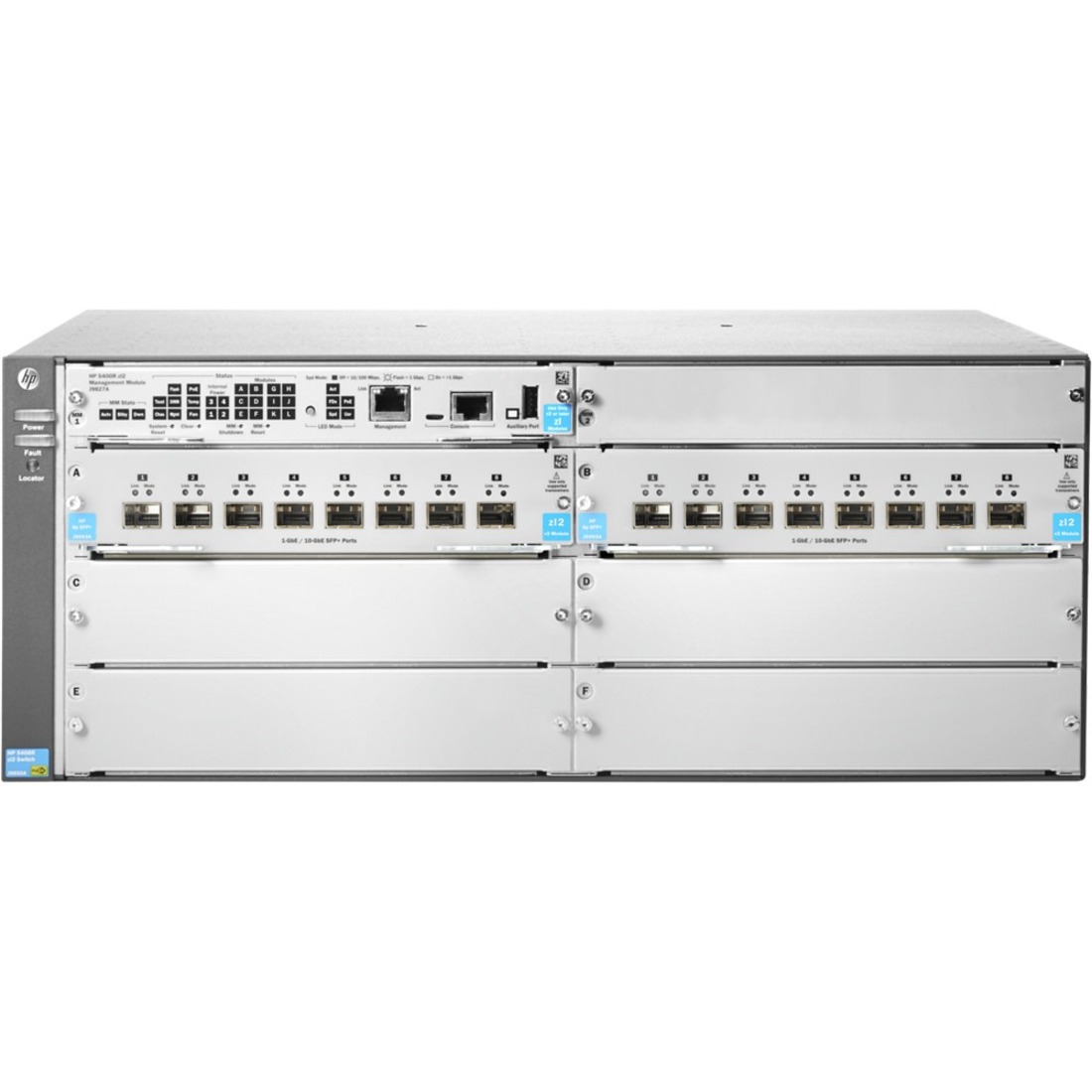 HPE 5406R 16-port SFP+ (No PSU) v3 zl2 Switch - Manageable - 10 Gigabit Ethernet - 10GBase-X - Refurbished - 3 Layer Supported - Modular - Optical Fiber - 4U - Rack-mountable