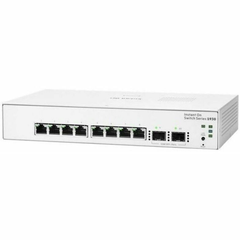 Aruba Networking Instant On Switch 8p Gigabit 2p SFP 1930 - 8 Ports - Manageable - Gigabit Ethernet - 10/100/1000Base-T, 1000Base-X - Refurbished - 2 Layer Supported - Modular - 2 SFP Slots - 11 W Power Consumption - Optical Fiber, Twisted Pair