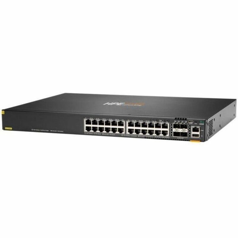 Aruba 6300F 24-port 1GbE and 4 port SFP56 Switch - 24 Ports - Manageable - Gigabit Ethernet, 50 Gigabit Ethernet - 10/100/1000Base-T, 50GBase-X - Refurbished - 3 Layer Supported - Modular - 63 W Power Consumption - Twisted Pair, Optical Fiber - 1U - Rack-mountable
