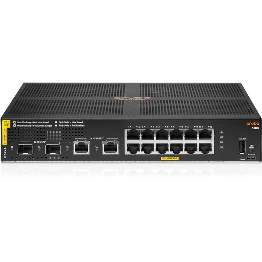 Aruba 6100 Ethernet Switch - 12 Ports - Manageable - Gigabit Ethernet, 10 Gigabit Ethernet - 10/100/1000Base-T, 10GBase-X - 2