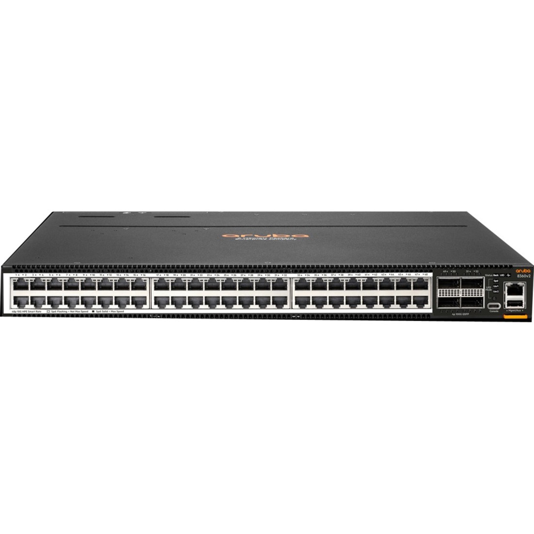 HPE 8360v2- 48XT4C Ethernet Switch - 48 Ports - Manageable - 10 Gigabit Ethernet, 100 Gigabit Ethernet - 10GBase-T, 100GBase-X - Refurbished - 3 Layer Supported - Modular - 500 W Power Consumption - Optical Fiber, Twisted Pair - 1U - Rack-mountable - TAA Compliant