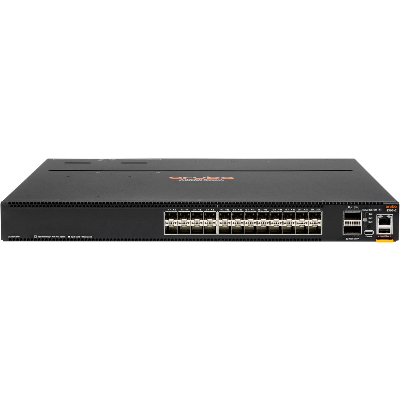HPE CX 8360v2 8360-24XF2C Ethernet Switch - Manageable - 10 Gigabit Ethernet, 100 Gigabit Ethernet - 10GBase-X, 100GBase-X - Refurbished - 3 Layer Supported - Modular - 375 W Power Consumption - Optical Fiber - 1U - Cabinet Mount, Surface Mount, Rack-mountable - TAA Compliant