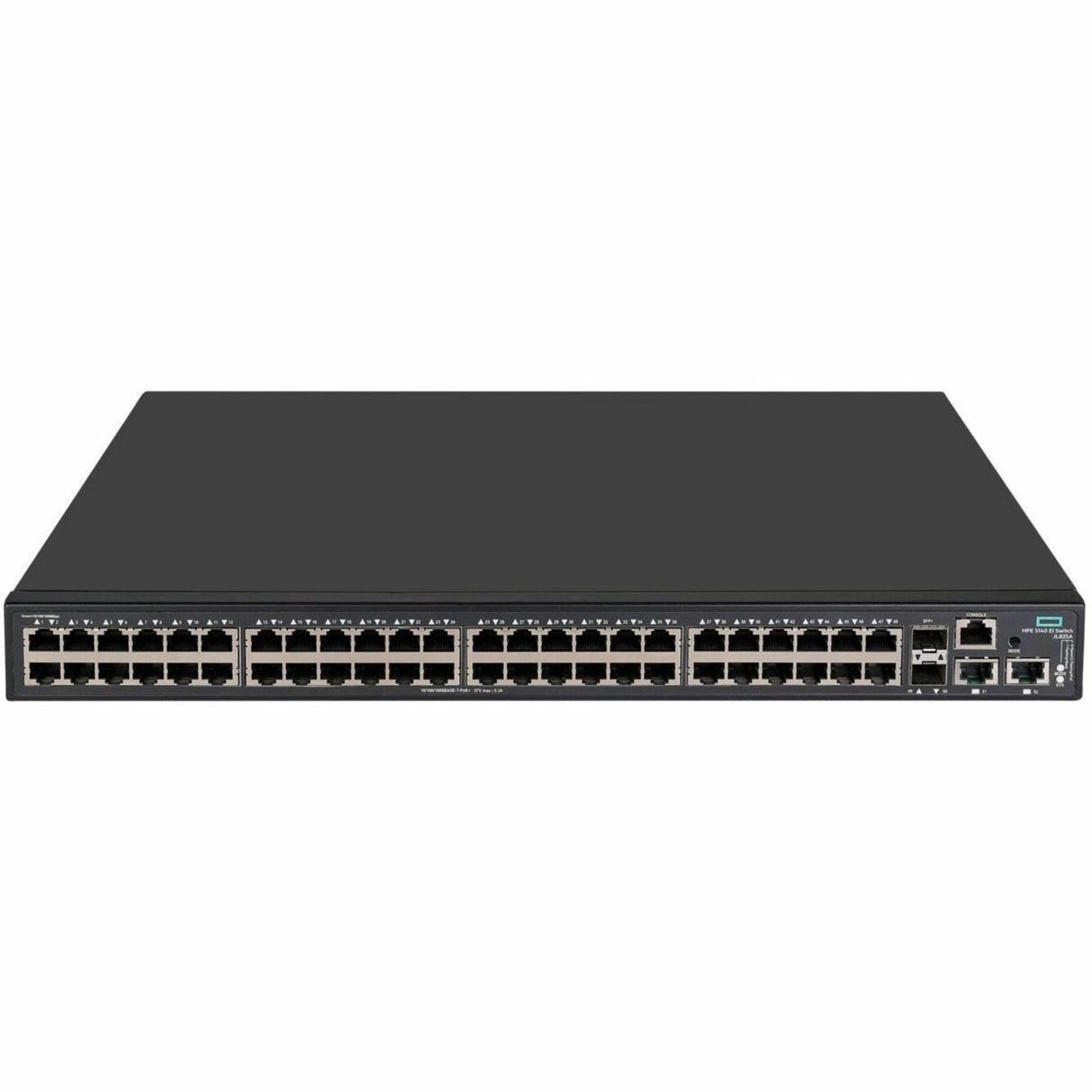 HPE FlexNetwork 5140 EI Ethernet Switch - 50 Ports - Manageable - Gigabit Ethernet, 10 Gigabit Ethernet - 10/100/1000Base-T, 10GBase-X, 10GBase-T - Remanufactured - 3 Layer Supported - 430 W Power Consumption - 370 W PoE Budget - Optical Fiber, Twisted Pair - PoE Ports - 1U - Rack-mountable, Cabinet Mount