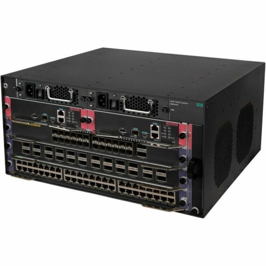 HPE FlexNetwork 7503X Ethernet Switch 3 Slots Chassis - Manageable - 100 Gigabit Ethernet - 100GBase-X - Remanufactured - 2 Layer Supported - Modular - 650 W Power Consumption - Optical Fiber, Twisted Pair - PoE Ports - Black - 5U - Rack-mountable, Cabinet Mount, Surface Mount, Standalone, Enclosure