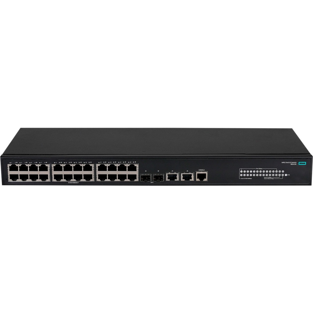 HPE Comware Switch 24G 2SFP+ 2XGT EI 5140 - 26 Ports - Manageable - Gigabit Ethernet, 10 Gigabit Ethernet - 10/100/1000Base-T, 10GBase-X, 10GBase-T - Remanufactured - 3 Layer Supported - 33 W Power Consumption - 370 W PoE Budget - Optical Fiber, Twisted Pair - PoE Ports - 1U - Rack-mountable