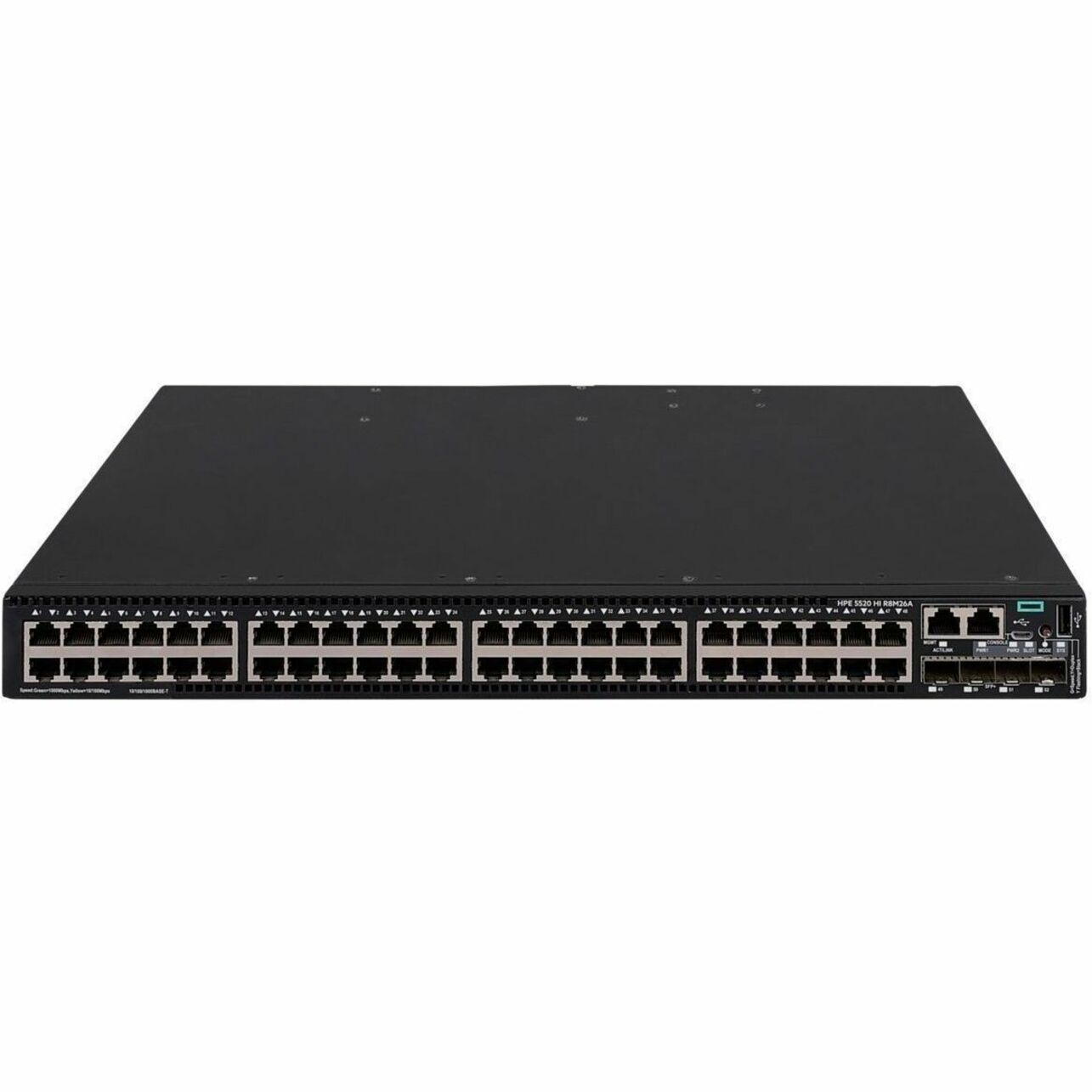 HPE FlexNetwork 5520 HI Ethernet Switch - 48 Ports - Manageable - Gigabit Ethernet, 10 Gigabit Ethernet - 10/100/1000Base-T, 10GBase-X - Remanufactured - 3 Layer Supported - 27 W Power Consumption - Optical Fiber, Twisted Pair - 1U - Rack-mountable, Cabinet Mount