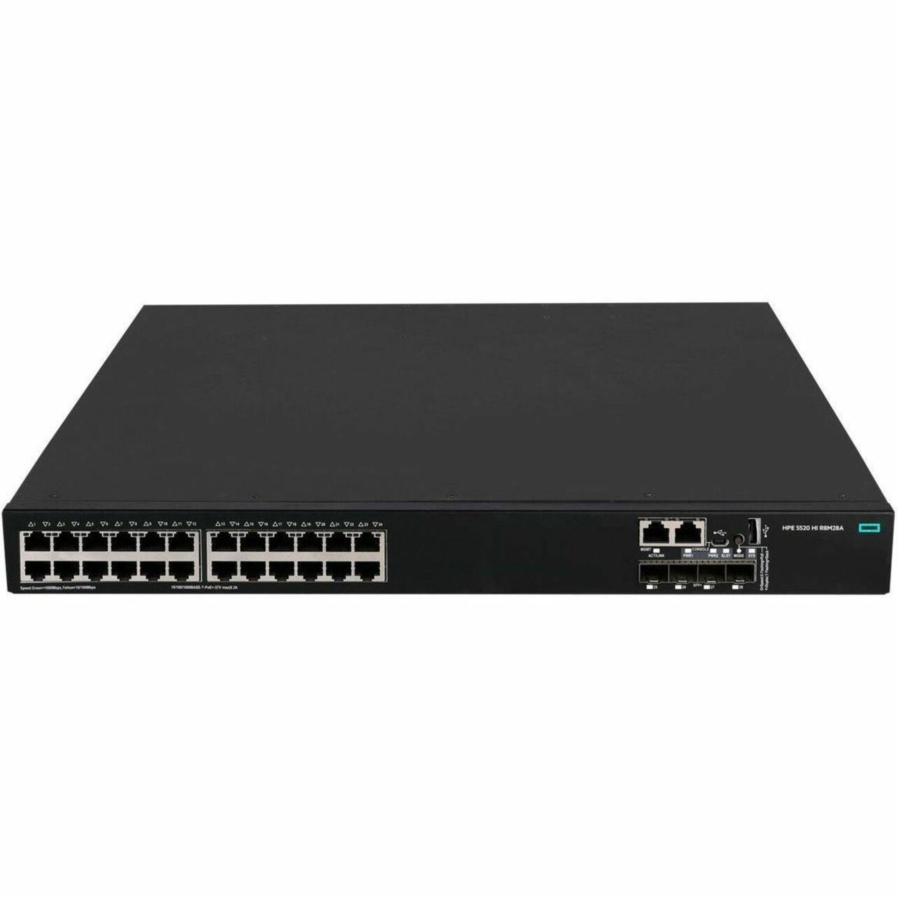 HPE FlexNetwork 5520 HI Ethernet Switch - 24 Ports - Manageable - Gigabit Ethernet, 10 Gigabit Ethernet - 10/100/1000Base-T, 10GBase-X - Remanufactured - 3 Layer Supported - 31 W Power Consumption - 1440 W PoE Budget - Optical Fiber, Twisted Pair - PoE Ports - 1U - Rack-mountable, Cabinet Mount