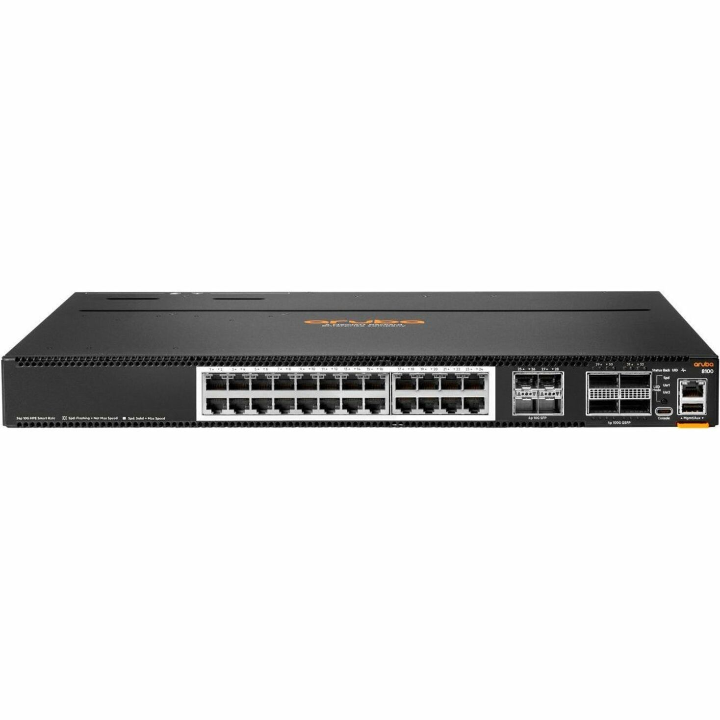 Aruba 8100 24XT4XF4C Ethernet Switch - Manageable - 10 Gigabit Ethernet, 100 Gigabit Ethernet - 10GBase-X, 100GBase-X, 10Base-T - 3 Layer Supported - Modular - 400 W Power Consumption - Optical Fiber, Twisted Pair - PoE Ports - Surface Mount, Cabinet Mount, Rack-mountable