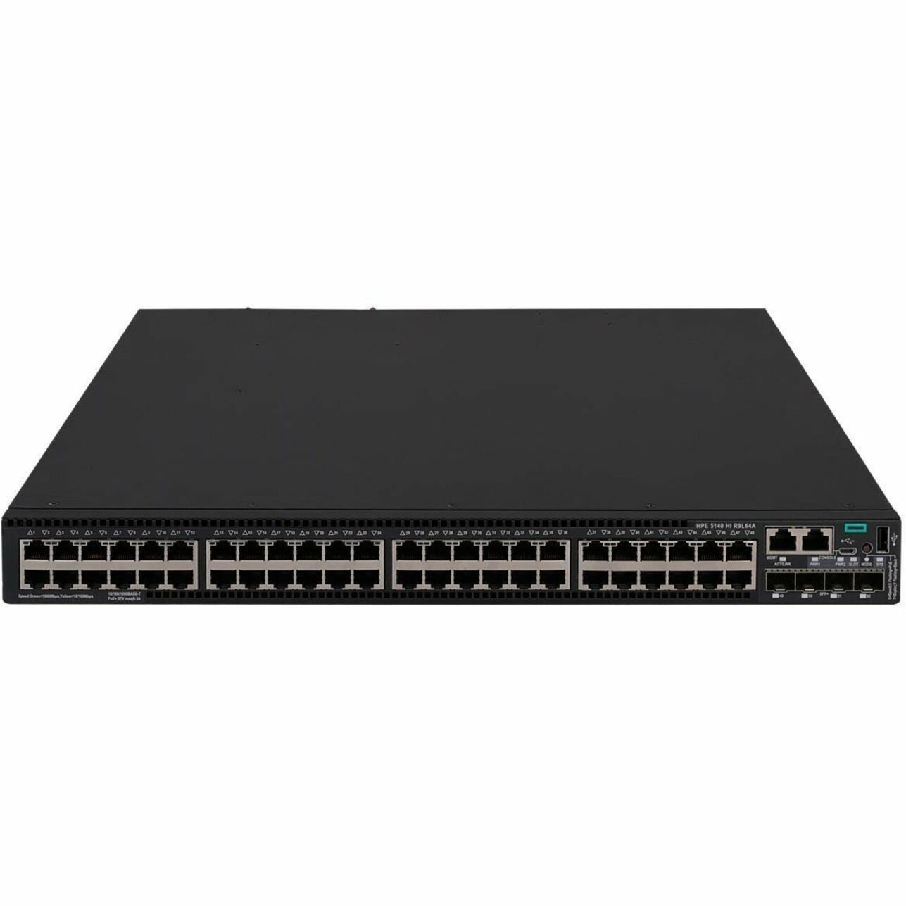 HPE FlexNetwork 5140 48G PoE+ 4SFP+ HI Switch - 48 Ports - Manageable - Gigabit Ethernet, 10 Gigabit Ethernet - 10/100/1000Base-T, 10GBase-X - Refurbished - 2 Layer Supported - Modular - 1742 W Power Consumption - 1440 W PoE Budget - Twisted Pair, Optical Fiber - PoE Ports - 1U - Rack-mountable, Cabinet Mount