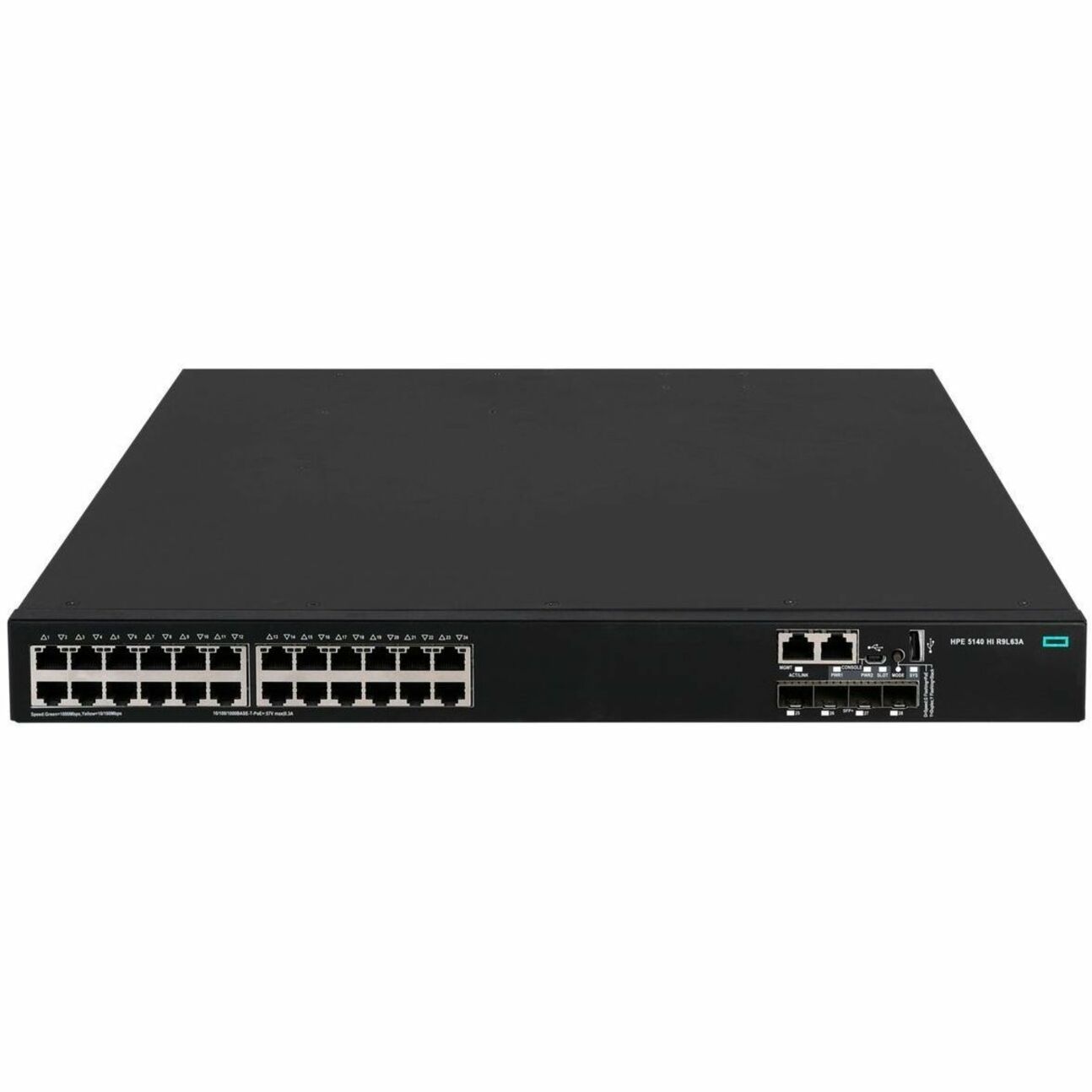 HPE 5140 24G POE+ 4SFP+ 1-SLOT HI SW - 24 Ports - Manageable - Gigabit Ethernet, 10 Gigabit Ethernet - 10/100/1000Base-T, 10GBase-X - Refurbished - 2 Layer Supported - Modular - 928 W Power Consumption - 720 W PoE Budget - Optical Fiber, Twisted Pair - PoE Ports - 1U - Rack-mountable, Cabinet Mount