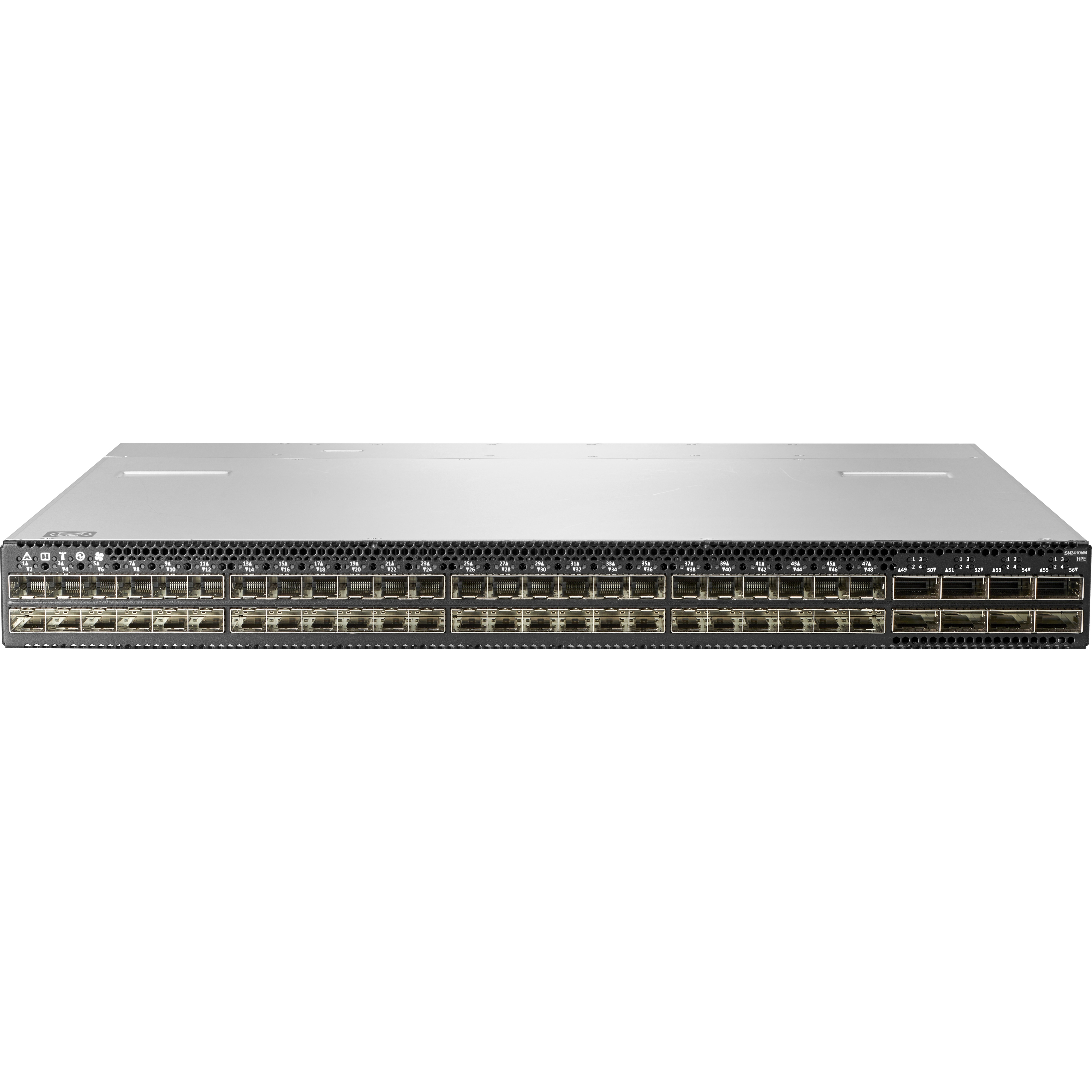 HPE SN2410bM 10GbE 48SFP+ 8QSFP28 Switch - Manageable - 10 Gigabit Ethernet, 100 Gigabit Ethernet - 10GBase-X, 100GBase-X - Refurbished - 2 Layer Supported - Modular - Optical Fiber - 1U - Rack-mountable