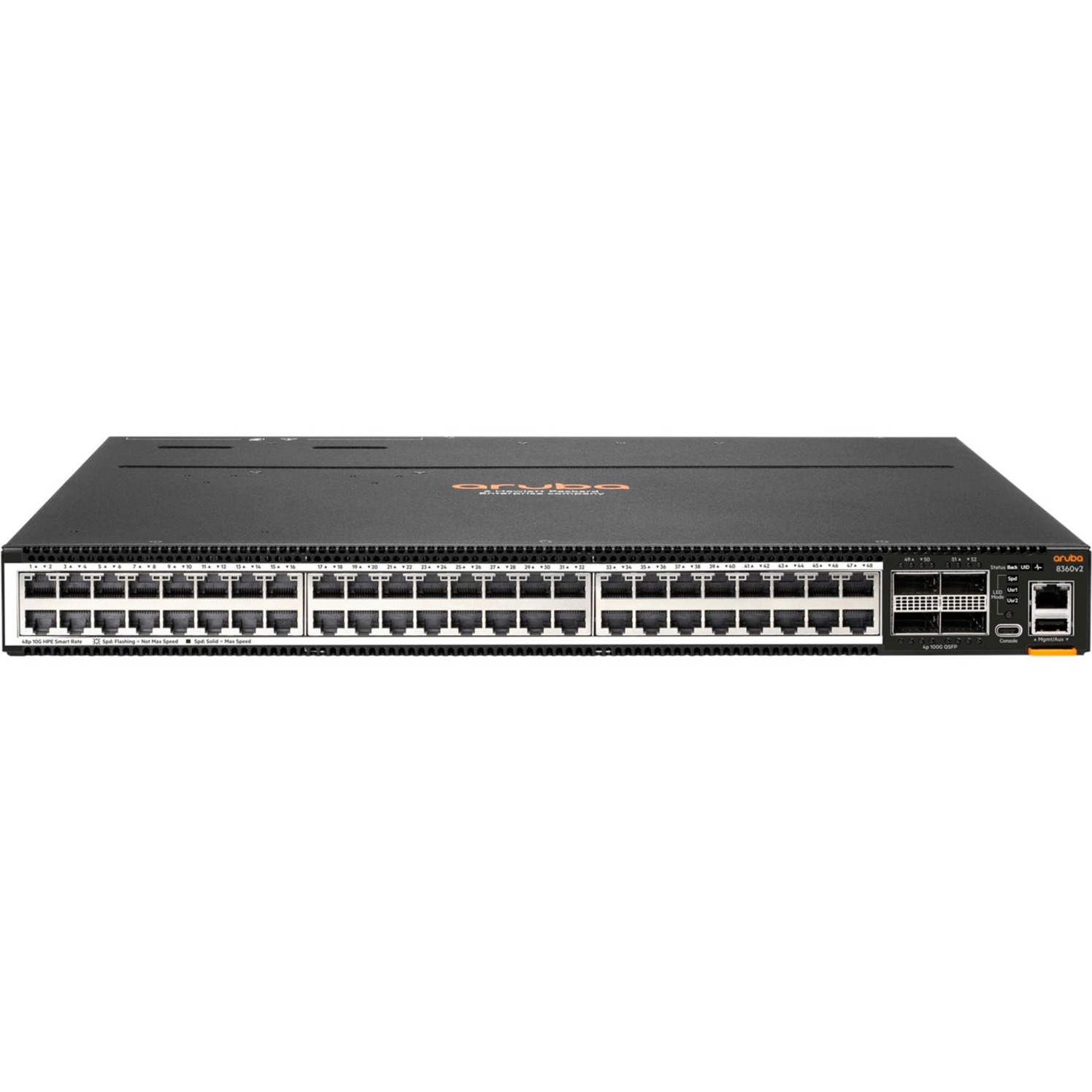 HPE CX 8360v2 8360-48XT4C Ethernet Switch - 48 Ports - Manageable - 10 Gigabit Ethernet, 100 Gigabit Ethernet - 10GBase-T, 100GBase-X - Refurbished - 3 Layer Supported - Modular - 500 W Power Consumption - Optical Fiber, Twisted Pair - 1U - Cabinet Mount, Surface Mount, Rack-mountable - TAA Compliant