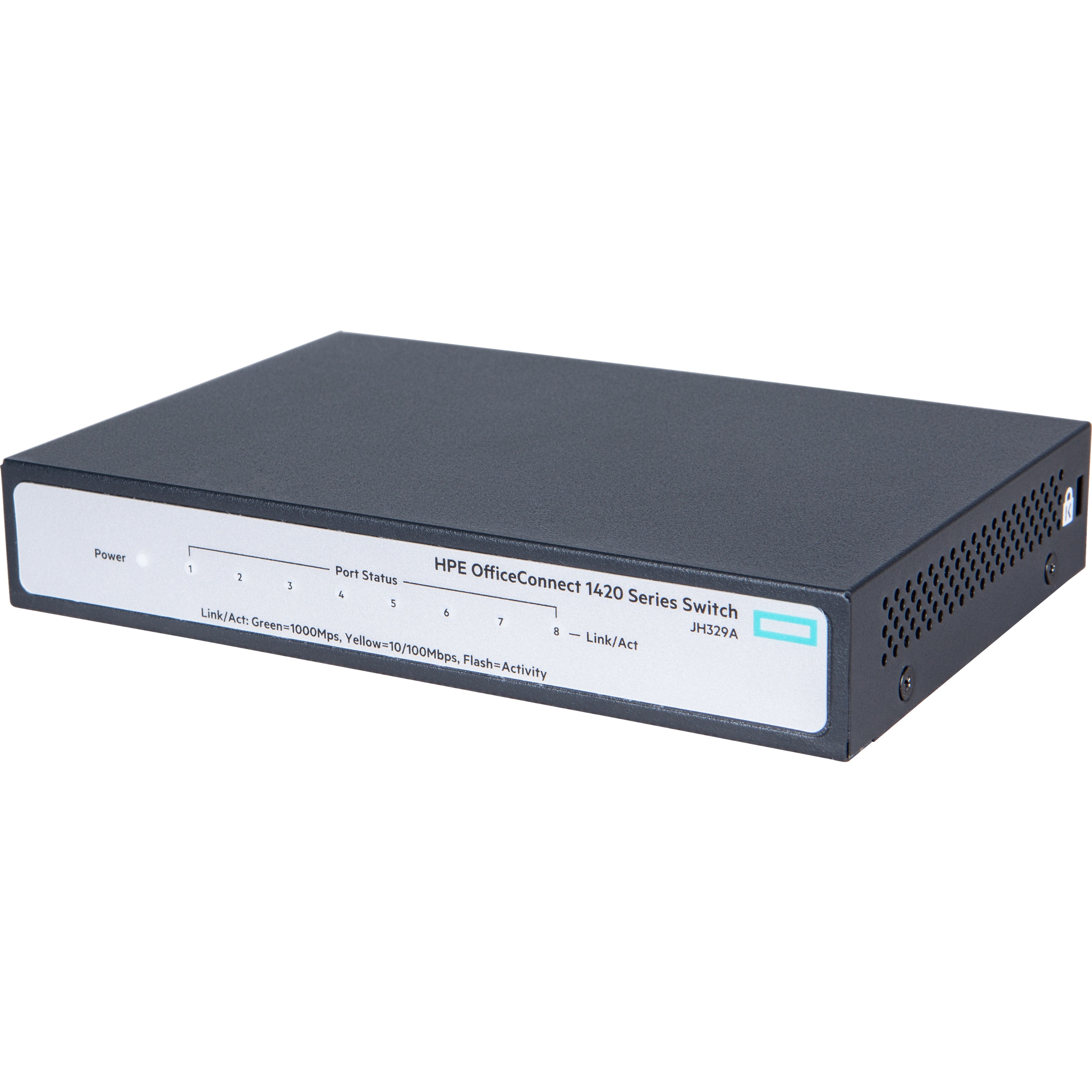 HPE OfficeConnect 1420 8G Switch - 8 Ports - Gigabit Ethernet - 10/100/1000Base-TX - Refurbished - 2 Layer Supported - Twisted Pair - Rack-mountable, Desktop