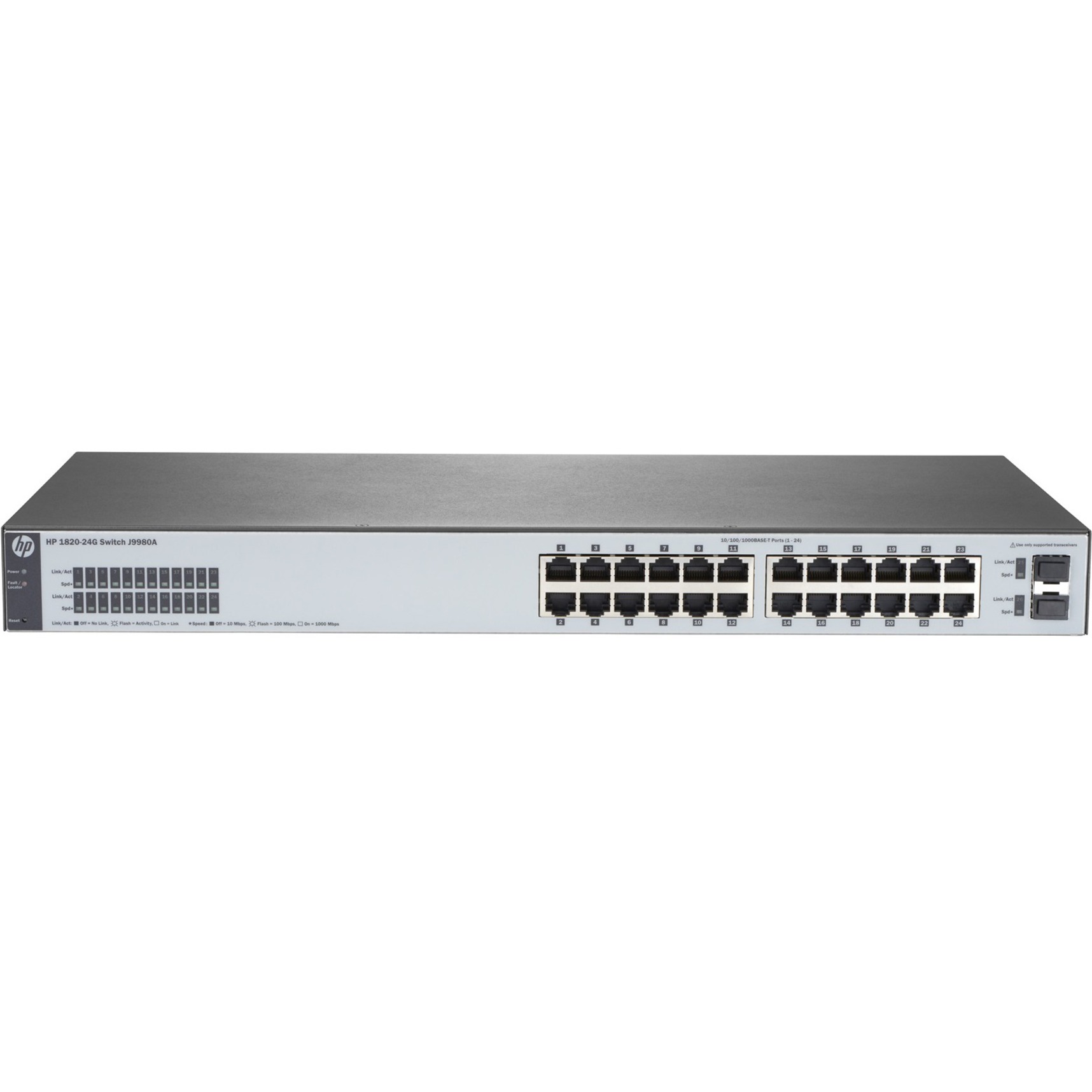 HPE 1820-24G Switch - 24 Ports - Manageable - Gigabit Ethernet - 10/100/1000Base-TX, 1000Base-X - Refurbished - 2 Layer Supported - Modular - 2 SFP Slots - Twisted Pair, Optical Fiber - 1U - Rack-mountable, Wall Mountable, Desktop