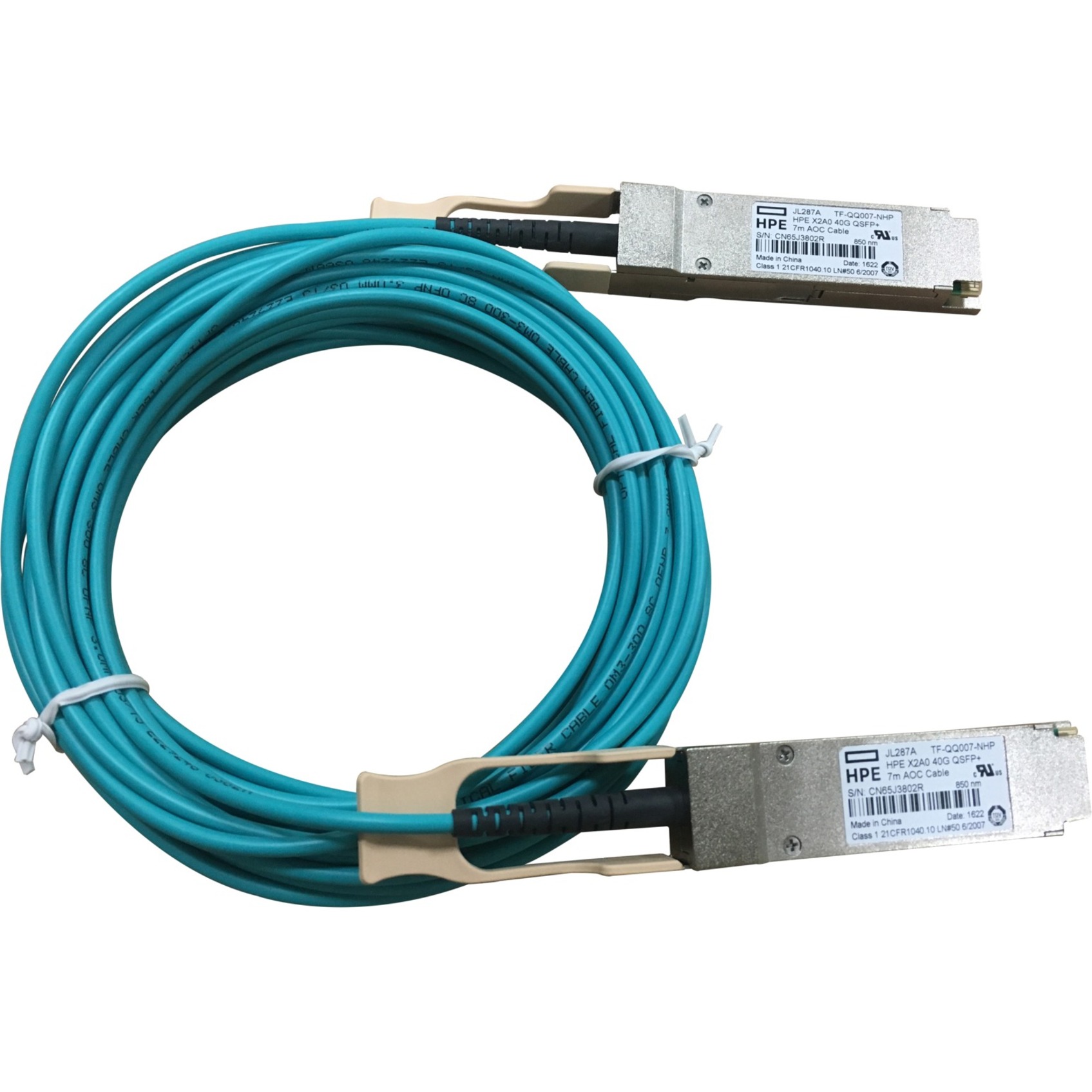 HPE X2A0 40G QSFP+ to QSFP+ 7m Active Optical Cable - 22.97 ft Fiber Optic Network Cable for Network Device - First End: 1 x