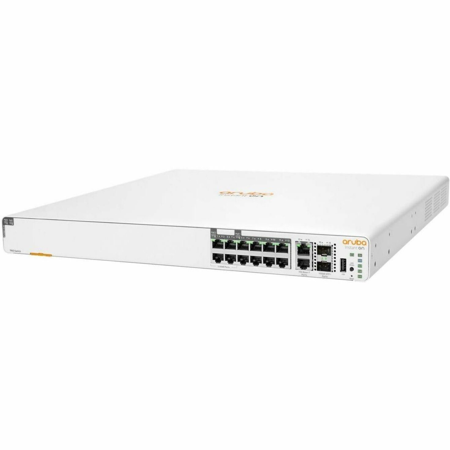 HPE Instant On 1960 Ethernet Switch - 14 Ports - Manageable - Gigabit Ethernet, 10 Gigabit Ethernet, 2.5 Gigabit Ethernet - 10/100/1000Base-T, 1000Base-X, 10GBase-T, 2.5GBase-T - 2 Layer Supported - 790 W Power Consumption - 480 W PoE Budget - Twisted Pair, Optical Fiber - PoE Ports - 1U - Rack-mountable, Wall Mountable