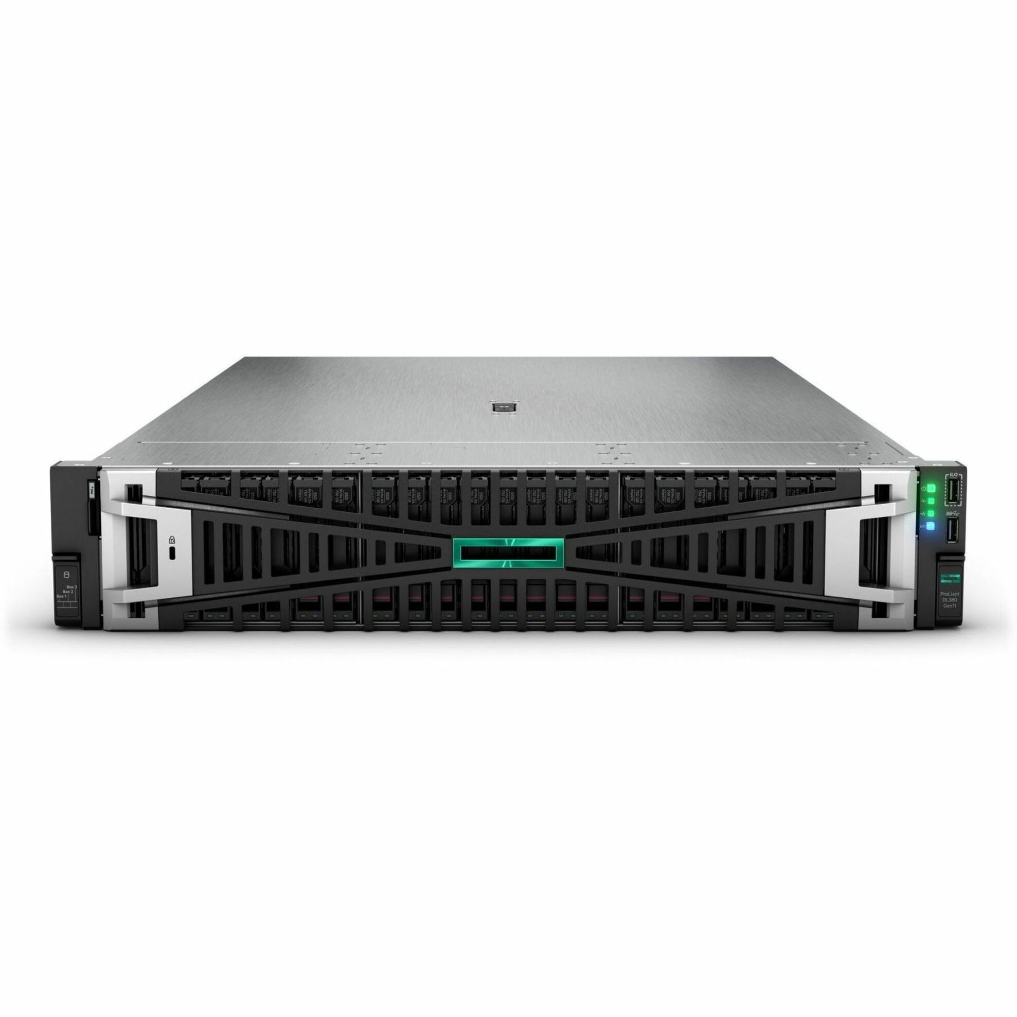 HPE ProLiant DL380 G11 2U Rack Server - 1 x Intel Xeon Silver 4416+ 2 GHz - 32 GB RAM - 12Gb/s SAS, Serial ATA/600, NVMe Controller - Intel Chip - 2 Processor Support - 8 TB RAM Support - DDR5 SDRAM - 0, 1, 5, 6, 10, 50, 60 RAID Levels Up to 16 MB Graphic Card - Gigabit Ethernet - 8 x Total Bay(s) - 8 x SFF Bay(s) - Hot Swappable Bays - 1 x 800 W