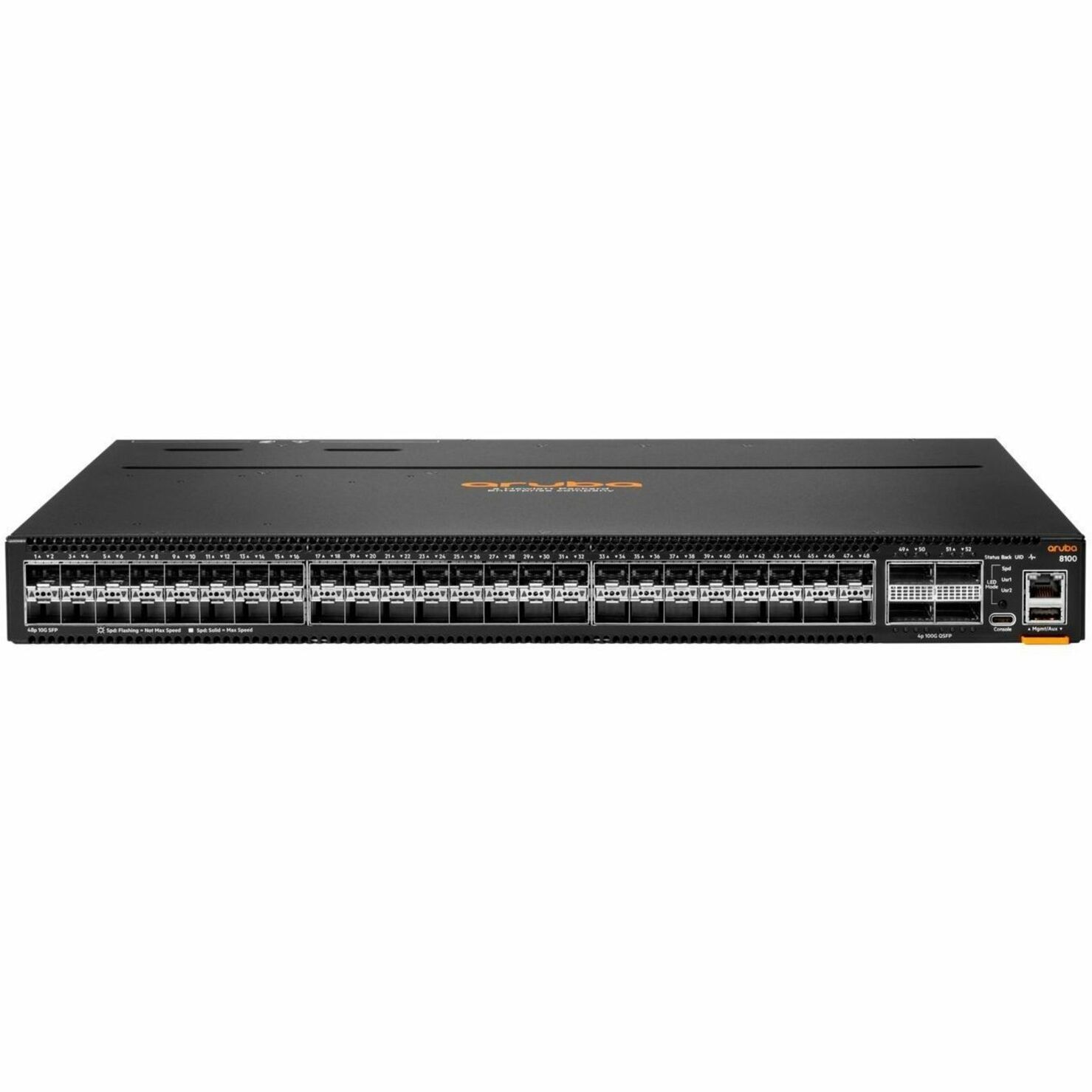 Aruba 8100 48XF4C 3 Fans, 2 AC Power Supplies - Manageable - 10 Gigabit Ethernet, 100 Gigabit Ethernet - 10GBase-X, 100GBase-X - 3 Layer Supported - Modular - 450 W Power Consumption - Optical Fiber - PoE Ports - Surface Mount, Cabinet Mount, Rack-mountable