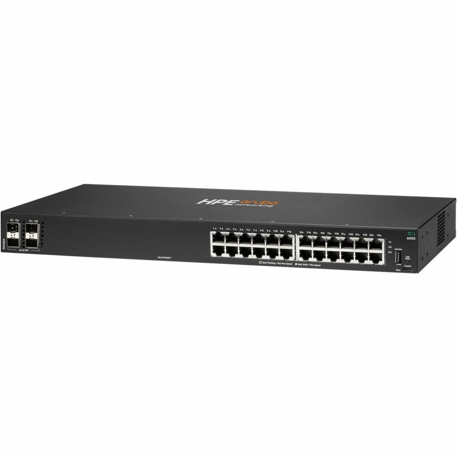Aruba CX 6000 Ethernet Switch - 24 Ports - Manageable - Gigabit Ethernet - 10/100/1000Base-T, 100/1000Base-X - 2 Layer Supported - 2 SFP Slots - 33 W Power Consumption - Twisted Pair, Optical Fiber - Rack-mountable, Compact