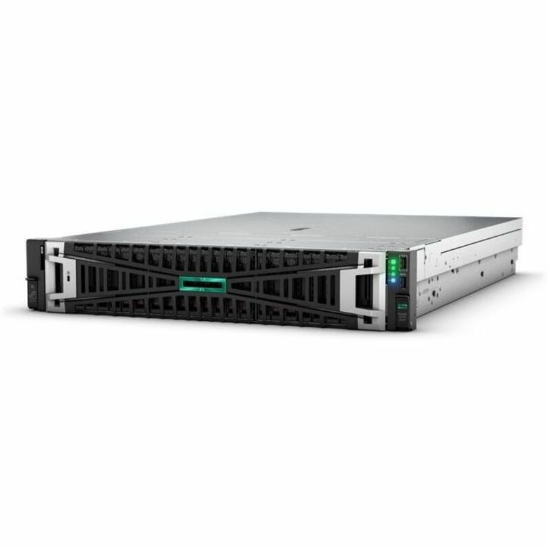 HPE ProLiant DL345 G11 2U Rack Server - 1 x AMD EPYC 9124 3 GHz - 32 GB RAM - 12Gb/s SAS Controller - AMD Chip - 1 Processor Support - 3 TB RAM Support - DDR5 SDRAM Up to 16 MB Graphic Card - Gigabit Ethernet - 8 x Total Bay(s) - 8 x LFF Bay(s) - Hot Swappable Bays - 1 x 800 W