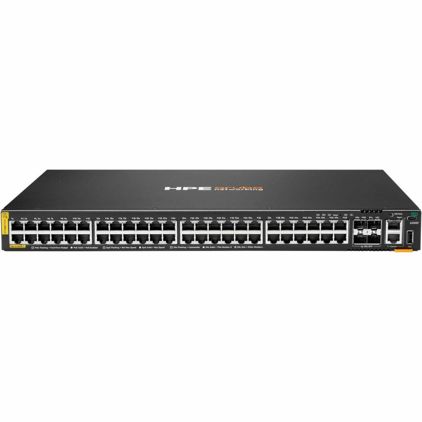 Aruba CX 6200F 48G Class-4 PoE 4SFP+ 740W Switch - 48 Ports - Manageable - Gigabit Ethernet, 10 Gigabit Ethernet - 10/100/1000Base-T, 1000Base-X, 10GBase-X - 3 Layer Supported - Modular - 76 W Power Consumption - 740 W PoE Budget - Twisted Pair, Optical Fiber - PoE Ports - Gray - Rack-mountable - Lifetime Limited Warranty